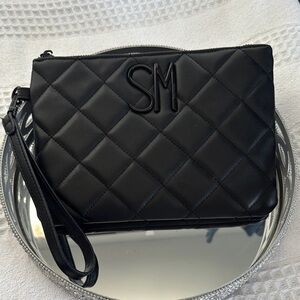 Steve Madden Quilted Black Wristlet